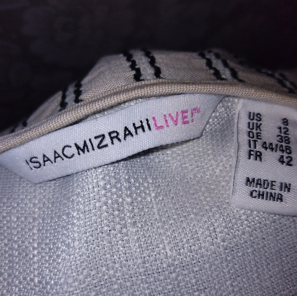 Issac Mizrahi Live Cream Striped Bell Sleeve Top Size 8 - Picture 5 of 7